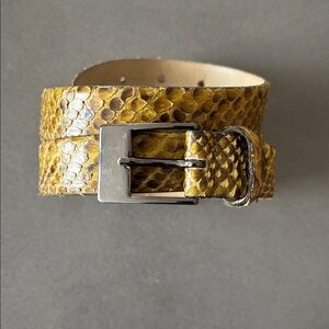 Yellow Snake Print leather Belt